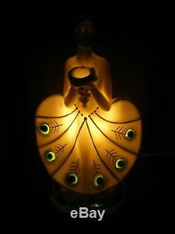 Night Light Lamp Burns Perfume Woman Art Deco 1920 Vintage Perfume Lamp Sculpture
