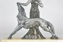Nisoul, Woman In Greyhound, Bronze Signed, Art Deco, 20th Century