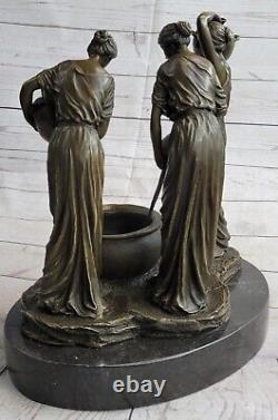 Nude Art Deco Font 3 Women Bronze Sculpture Original Signed Figure