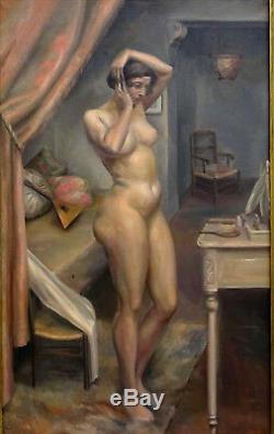 Nude Portrait Of Woman French School Of The Twentieth Century Oil On Canvas Art Deco