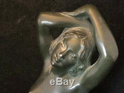Nude Woman Art Deco 1930 Signed M. Font Antique French Regulates