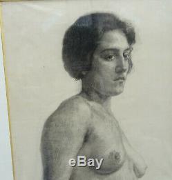 Nude Woman Portrait French School Of The Twentieth Century Drawing On Glass Art Deco