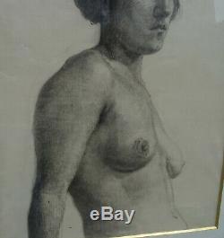Nude Woman Portrait French School Of The Twentieth Century Drawing On Glass Art Deco