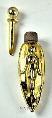 OLD TESTER BOTTLE of GLASS GLAZED PERFUME DECORATED WITH NUDE WOMAN ART DECO 1925