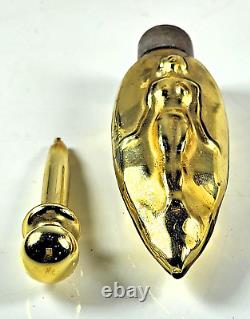 OLD TESTER BOTTLE of GLASS GLAZED PERFUME DECORATED WITH NUDE WOMAN ART DECO 1925