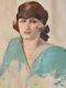Oil Painting On Canvas 1920 Art Deco Woman Portrait Studio Bust To Identify