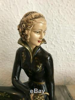 Old Chryselephantine Art Deco / Woman And Doe