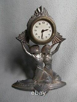 Old Clock Sculpture Art Deco Colonial Exhibition In 1931 Statuette Woman