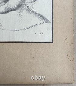 Old Drawing Art Deco Casimir Reymond Switzerland Portrait Woman Short Hair