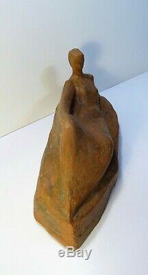 Old Earth Sculpture Test Fired Art Deco Woman Resting