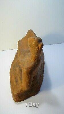 Old Earth Sculpture Test Fired Art Deco Woman Resting
