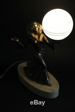 Old Lamp Night Light Art Deco 1930 Woman Antique Lamp Figurine Woman Statue