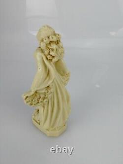 Old Sculpture, Young Woman With Flowers, H. 15cm, Art Deco