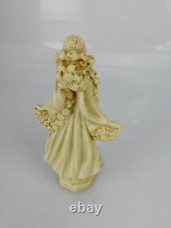 Old Sculpture, Young Woman With Flowers, H. 15cm, Art Deco