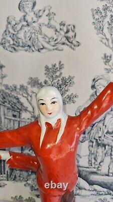 Old Sculpture of a Female Dancer in Porcelain Art Deco