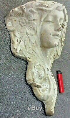 Old Vase Door Bouquet Wall Art-nouveau Female Head Cast Iron