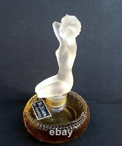 Old perfume bottle Art Deco period frosted nude woman stopper Lalique style