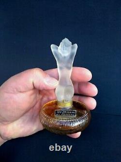 Old perfume bottle Art Deco period frosted nude woman stopper Lalique style