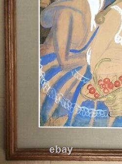 Original Art Deco Drawing Eduardo Garcia Benito Scene Galante Woman Flowers