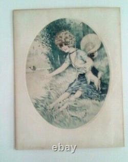 Original Engraving Maurice Milliere Early 20th Jeune Women Dragonfly