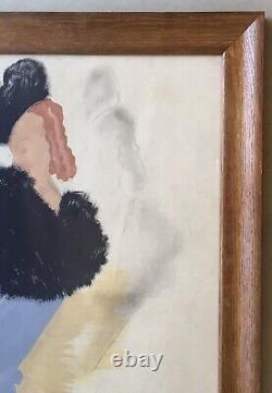 Original Gouache Art Deco Paul Colin Portrait of a Woman in Royal Fur Fashion Paris