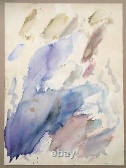 Original Watercolor Art Deco Portrait of a Woman in a Blue Cape with Hood Signed JB