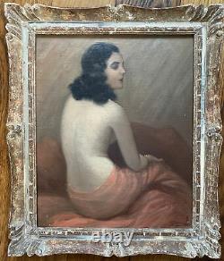 Painting Art Deco Model Woman Nude Painting Signed Jean Jannel 1894