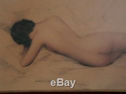 Painting Drawing Nude Woman Art Deco Xxth Signed Leon Launay Crayon Pastel Curiosa