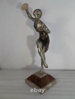 Pair Of Art Deco Sculpture Chryselephantine 1930 Limousin Statue Woman Dancer