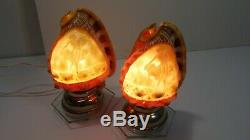Pair Of Conch Shell Lamps Carved Antique Junkie Wife