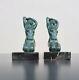 Pair Of Metal Bookends Patinated Nude Women's Marble Terrace Art Deco Style