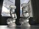 Pair Of Art Deco Candle Holders Statue Sculpture Woman Frosted Molded Glass 1930