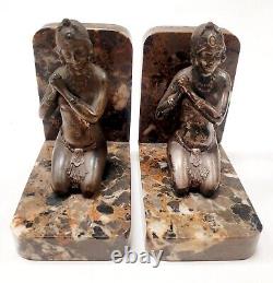 Pair of bookends Regule sculpture Oriental Dancer Women Art Deco