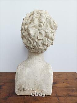 Pascal Boureille (1909-1999) Art Deco Plaster Bust Sculpture of a Woman