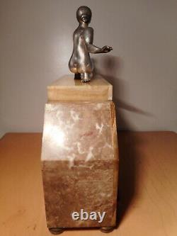 Pendule Art Deco Marble Sculpture Statue Woman Naked Female Goat Cabri Regulates