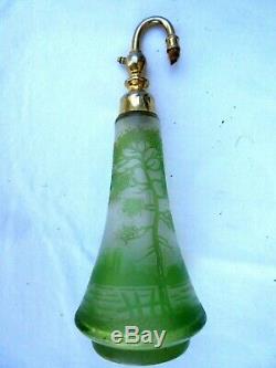 Perfume Bottle Atomizer Art Nouveau, Art Deco, Clear Glass Paste With Acid
