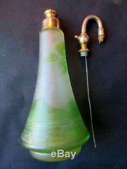 Perfume Bottle Atomizer Art Nouveau, Art Deco, Clear Glass Paste With Acid