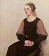 Pierre Maurice Robin Painting Oil Canvas Portrait Young Woman Sitting Art Deco