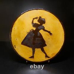 Plat Ceramic Plate Faience Art Deco Made Hand Character Woman France N8872