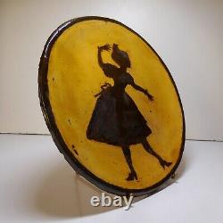 Plat Ceramic Plate Faience Art Deco Made Hand Character Woman France N8872