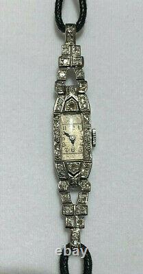 Platinum Diamond Watch 1920's Antique Diamond Platinium Art Deco Ladies Watch