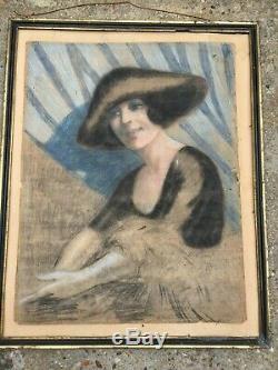 Portrait Of Woman Art Deco Circa 1930 Table Nabis Fashion Paul Poiret