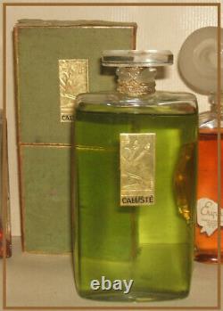 Pure Art Deco Perfume Bottle Ancien Callisté 14cm Engraved Cap C With Gold