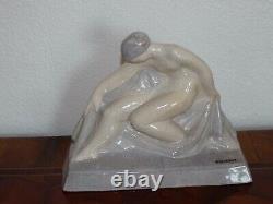 Rare ART DECO ceramic sculpture of a woman by Georges HALBOUT DU TANNEY (1895-1986)