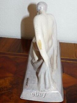 Rare ART DECO ceramic sculpture of a woman by Georges HALBOUT DU TANNEY (1895-1986)