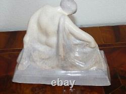 Rare ART DECO ceramic sculpture of a woman by Georges HALBOUT DU TANNEY (1895-1986)