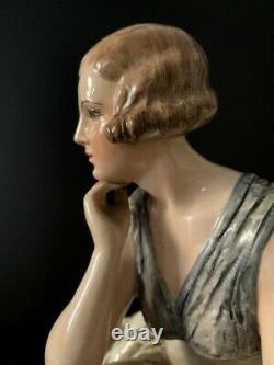 Rare And Great Sculpture Ceramic Woman Assisi 1930 Signee Guido Cacciapuoti