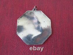 Rare French 45mm Art Deco Pendant by Ray Pelletier Woman and Pigeon