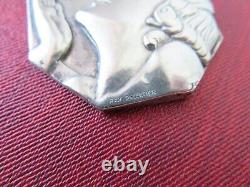 Rare French 45mm Art Deco Pendant by Ray Pelletier Woman and Pigeon