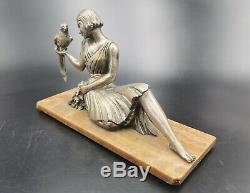 Rare Sculpture Art Deco Bronze Woman Pheasants The Dlg Chiparus Pheasant Woman